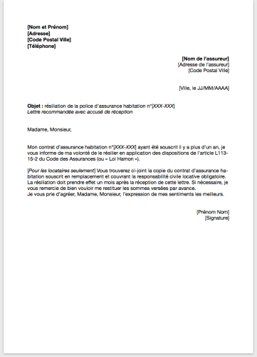 resiliation assurance mrh