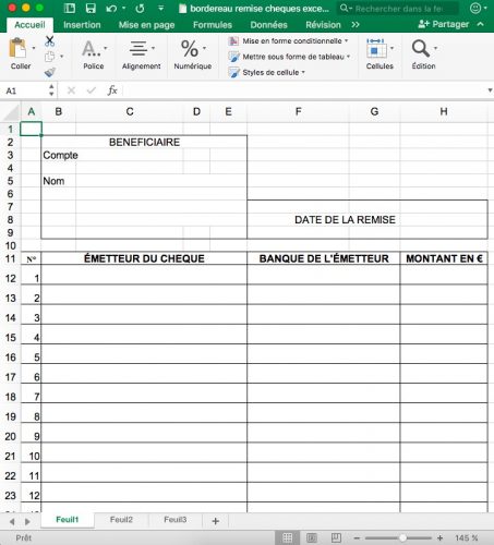excel bordereau remise cheques