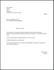 modele lettre ordre virement