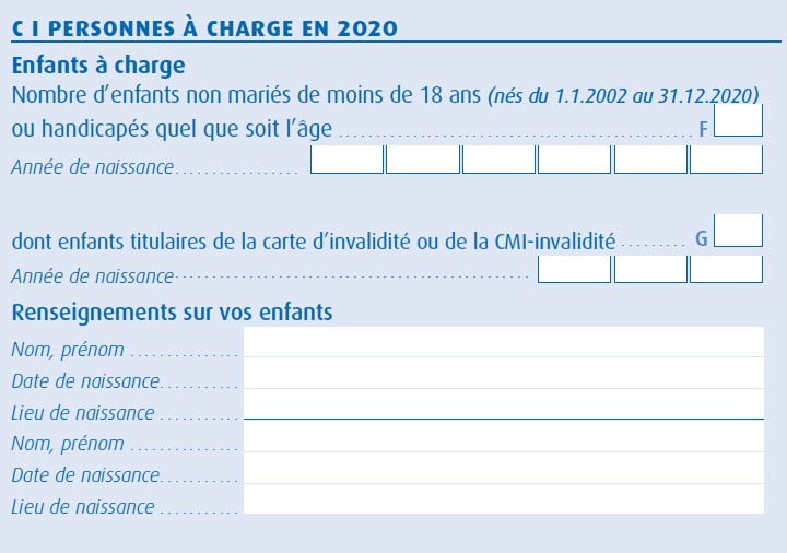 enfants a charge decla impot