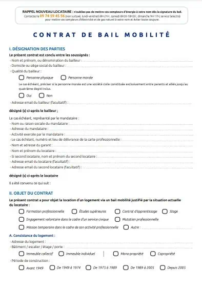 contrat de bail mobilite