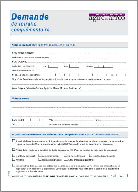 apercu demande retraite complementaire