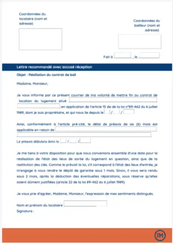 lettre resilation bail