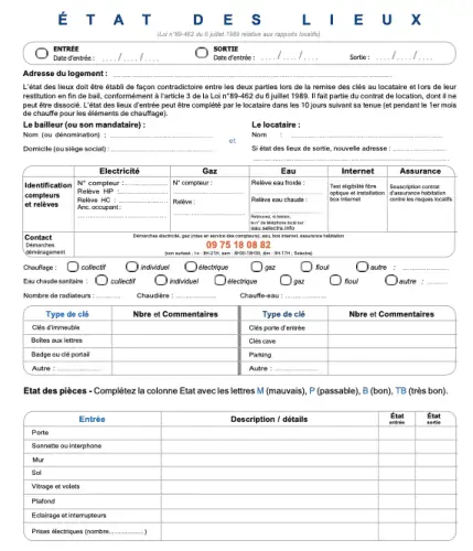 etat lieux modele